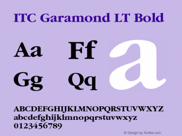 ITC Garamond LT Bold 006.000 Font Sample