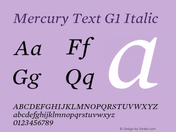 MercuryTextG1-Italic Version 1.200 Pro图片样张