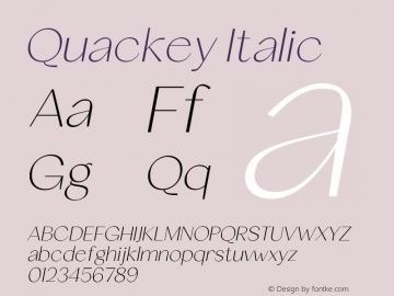Quackey Italic Version 1.000;FEAKit 1.0图片样张