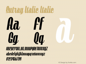 Sutray Italic Regular Italic Version 1.000;hotconv 1.0.109;makeotfexe 2.5.65596图片样张