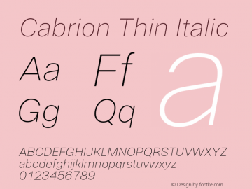 Cabrion-ThinItalic Version 1.000图片样张