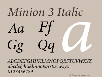 Minion3-Italic Version 1.021;hotconv 1.0.105;makeotfexe 2.5.65591图片样张
