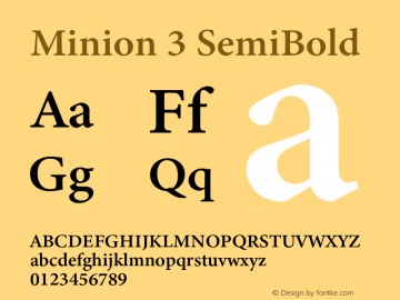 Minion3-SemiBold Version 1.021;hotconv 1.0.105;makeotfexe 2.5.65591图片样张