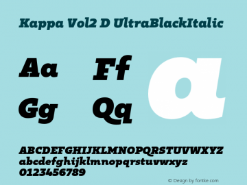 Kappa Vol2 D UltraBlackItalic Version 1.000;PS 001.000;hotconv 1.0.88;makeotf.lib2.5.64775图片样张