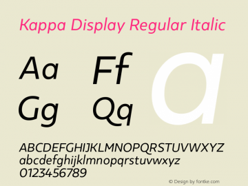 KappaDisplay-RegularItalic Version 1.000 | wf-rip DC20170215图片样张