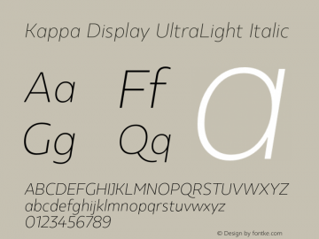 KappaDisplay-UltraLightItalic Version 1.000 | wf-rip DC20170215图片样张