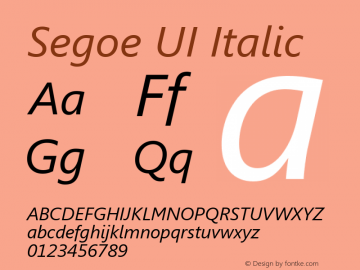 Segoe UI Italic Version 0.96图片样张