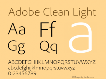 Adobe Clean Light Version 4.005;PS Version 2.000;hotconv 1.0.68;makeotf.lib2.5.35818图片样张