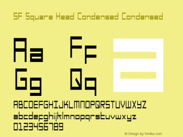 SF Square Head Condensed Condensed Version ver 1.0; 1999. Freew图片样张