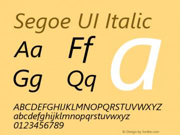 Segoe UI Italic Version 5.15 Font Sample