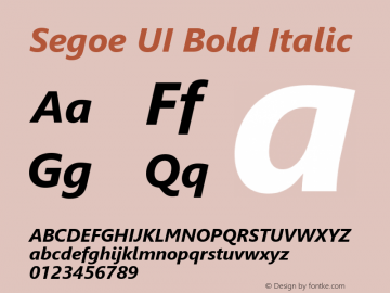 Segoe UI Bold Italic Version 5.26图片样张