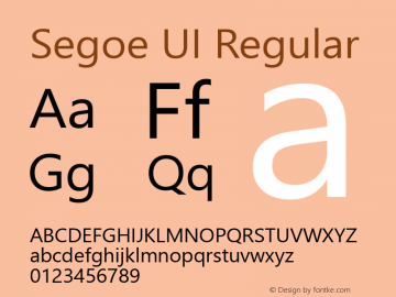 Segoe UI Regular Version 5.32 Font Sample