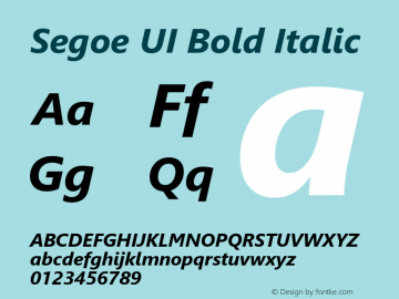 Segoe UI Bold Italic Version 5.27图片样张