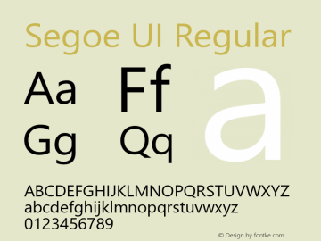 Segoe UI Regular Version 5.51 Font Sample