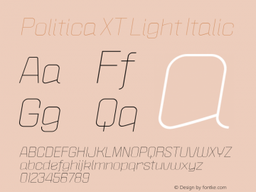 Politica XT Light Italic Version 1.0; April 2004图片样张
