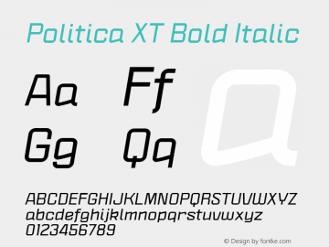 Politica XT Bold Italic Version 1.0; April 2004图片样张