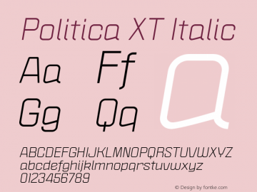 Politica XT Italic Version 1.0; April 2004图片样张