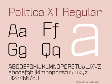 Politica XT Regular Version 1.0; April 2004 Font Sample