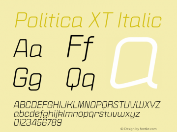 Politica XT Italic Version 1.000;PS 001.000;hotconv 1.0.38图片样张