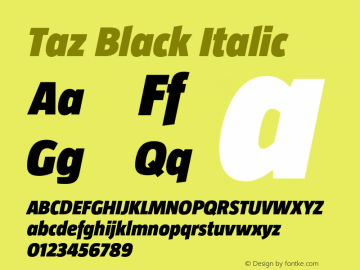 Taz BlackItalic Version 4.002图片样张