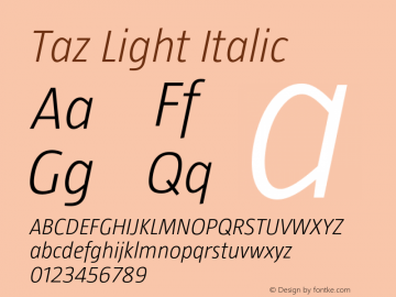 Taz-LightItalic Version 4.002图片样张