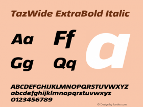 TazWide ExtraBoldItalic Version 1.003图片样张