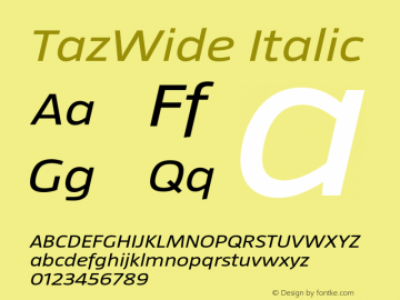 TazWide Italic Version 1.003图片样张