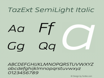 TazExt SemiLightItalic Version 1.007图片样张