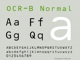 OCR-B Normal 1.0 Thu Jan 08 13:03:33 2009图片样张