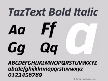 TazText BoldItalic Version 1.008图片样张