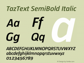 TazText SemiBoldItalic Version 1.008图片样张