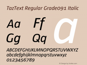 TazText RegularGrade091Italic Version 1.008图片样张