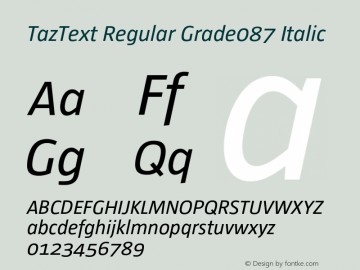 TazText RegularGrade087Italic Version 1.008图片样张