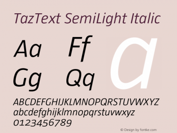 TazText SemiLightItalic Version 1.008图片样张