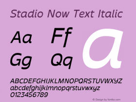 Stadio Now Text Italic Version 0.006;FEAKit 1.0图片样张