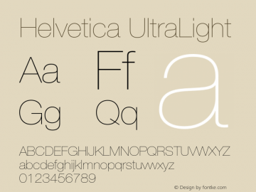 Helvetica UltraLight 001.000 Font Sample