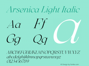 Arsenica Light Italic Version 0.003;hotconv 1.0.109;makeotfexe 2.5.65596图片样张