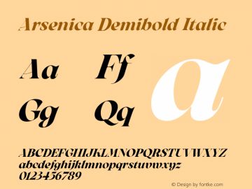 Arsenica Demibold Italic Version 0.003图片样张