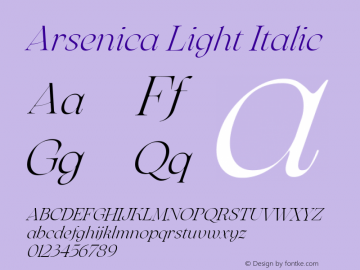 Arsenica Light Italic Version 0.003图片样张