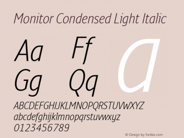 Monitor Condensed Light Italic Version 3.001 | web-TT图片样张