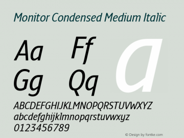 Monitor Condensed Medium Italic Version 3.001 | web-TT图片样张