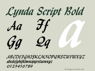 Lynda Script Bold Altsys Fontographer 4.1 1/8/95 Font Sample