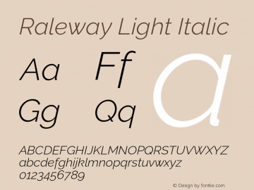 Raleway Light Italic Version 4.026图片样张