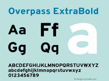 Overpass ExtraBold Version 4.000; ttfautohint (v1.8.3)图片样张