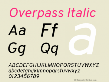 Overpass Italic Version 4.000; ttfautohint (v1.8.3)图片样张