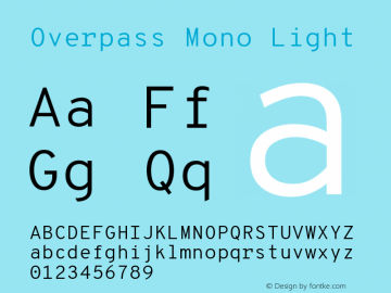 Overpass Mono Light Version 4.000; ttfautohint (v1.8.3)图片样张
