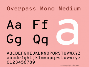 Overpass Mono Medium Version 4.000; ttfautohint (v1.8.3)图片样张