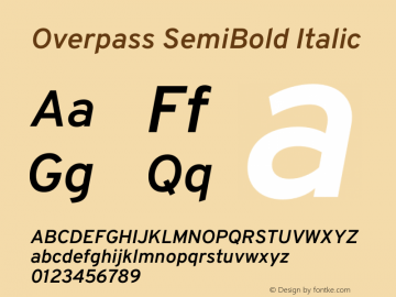 Overpass SemiBold Italic Version 4.000图片样张