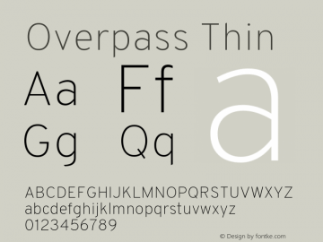 Overpass Thin Version 4.000; ttfautohint (v1.8.3)图片样张