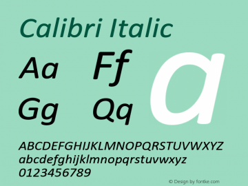 Calibri Italic Version 6.23图片样张